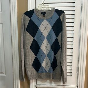 Dockers Gray and Blue Crewneck Sweater with Argyle Pattern